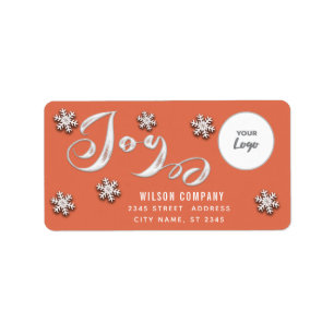 Calligraphy Joy snowfakes corporate logo Holiday   Label
