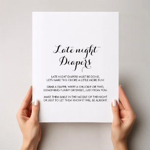 Calligraphy Late Night Diapers Baby Shower Sign