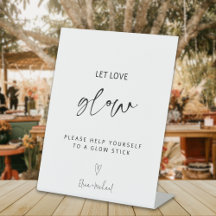 Calligraphy Let Love Glow Wedding Glow Stick Sign