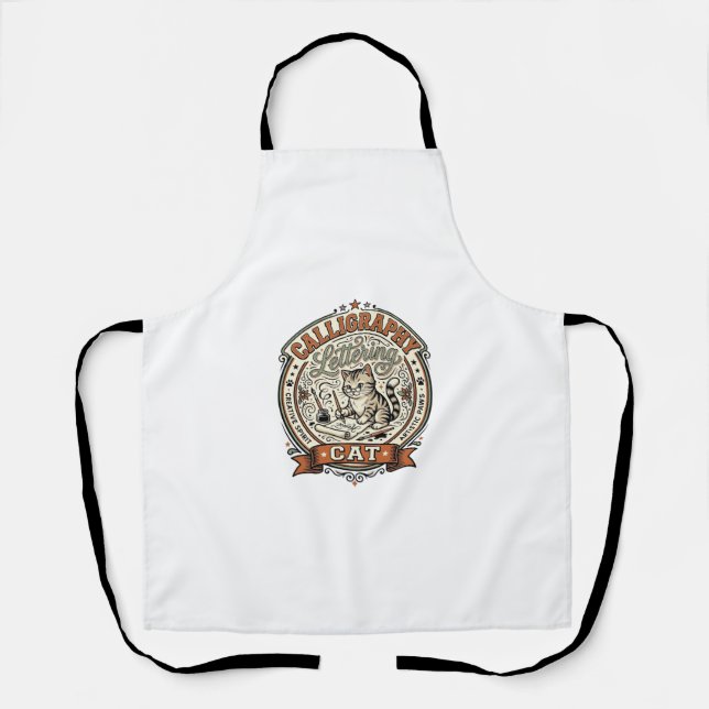 Calligraphy Lettering Cat Calligraphy Lettering Ca Apron (Front)