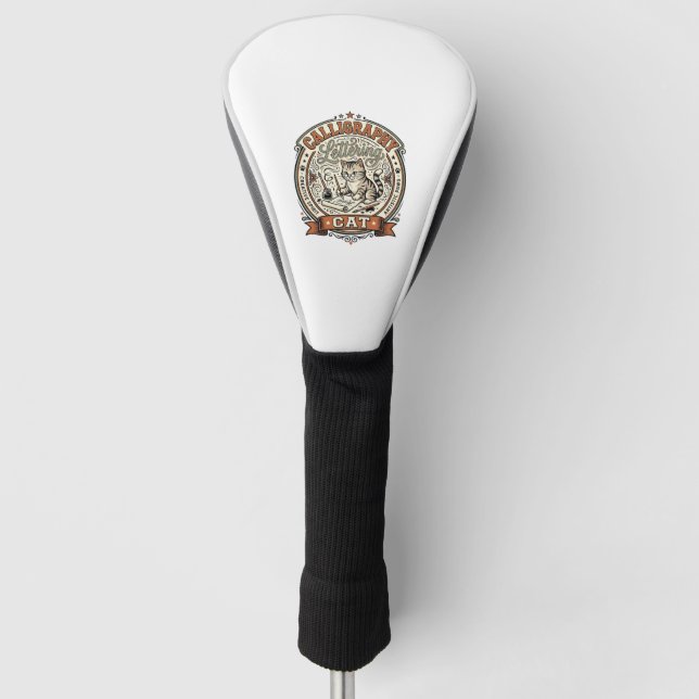 Calligraphy Lettering Cat Calligraphy Lettering Ca Golf Head Cover (Front)