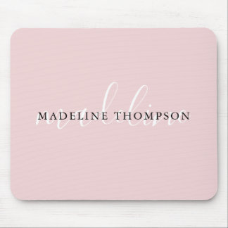 Calligraphy Light Pale Pink Girly Mouse Pad