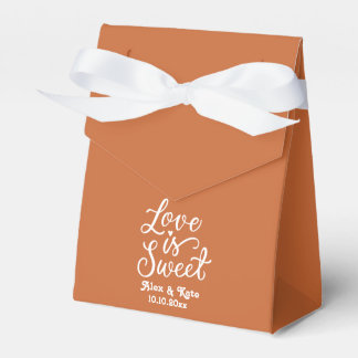 Calligraphy Love is Sweet in Burnt Orange Colour Favour Box