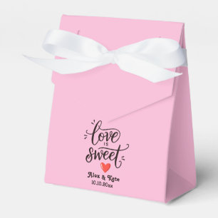 Calligraphy Love is Sweet in Light Pink Wedding Favour Box