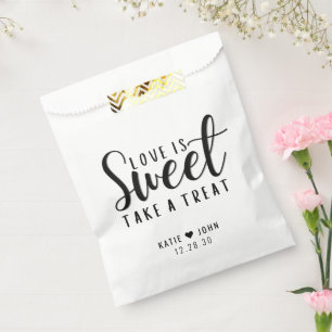 Calligraphy Love is Sweet Take a Treat Wedding Favour Bags