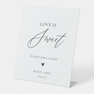 Calligraphy Love Is Sweet Wedding Dessert Table Pedestal Sign
