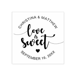 Calligraphy Love Is Sweet Wedding Rubber Stamp