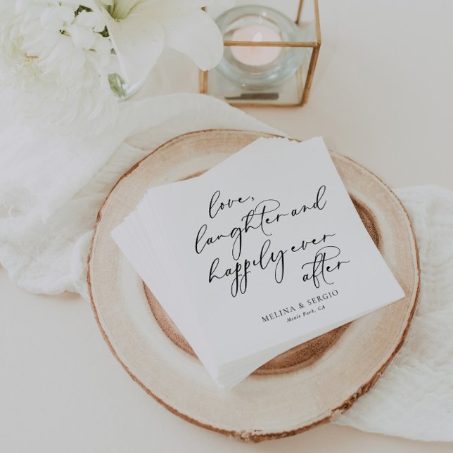 Calligraphy Love Laughter and Happily Ever After Napkin (Creator Uploaded)