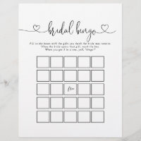 Calligraphy Love Script Bridal Bingo Game