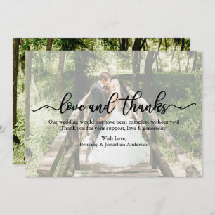 Calligraphy Love Thanks Wedding Photo Overlay Card