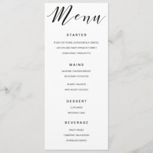 Calligraphy Menu black and white template