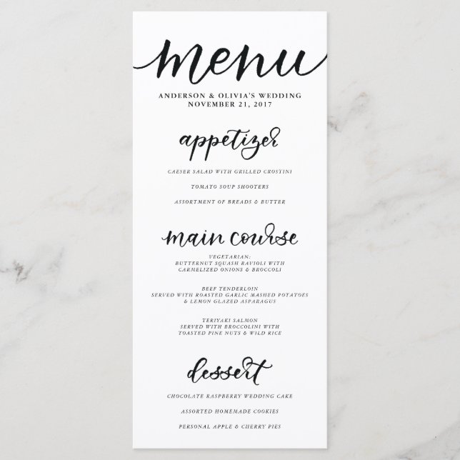 Calligraphy Menu Card (Front)