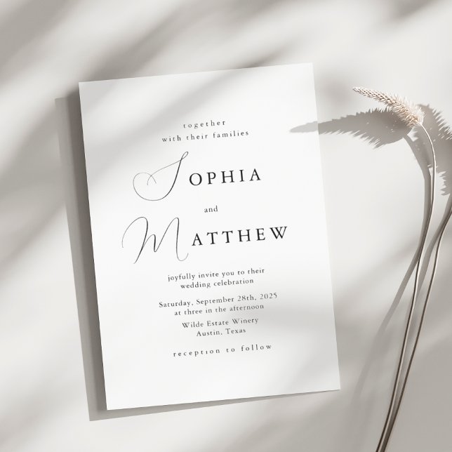 Calligraphy Minimalist Black + White Wedding Invitation (Creator Uploaded)