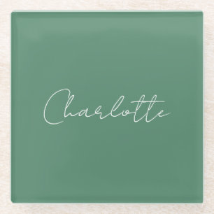 Calligraphy Minimalist Chic Custom Personal Edit Glass Coaster