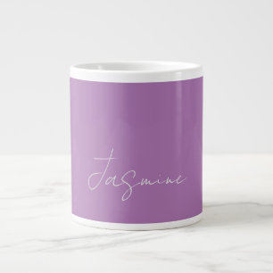Calligraphy Minimalist Custom Own Name Lavender Large Coffee Mug