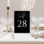 Calligraphy Minimalist Delicate Wedding Black Table Number<br><div class="desc">Table card features a modern delicate calligraphy.</div>
