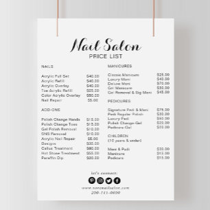 Calligraphy Minimalist Nail Salon Price List
