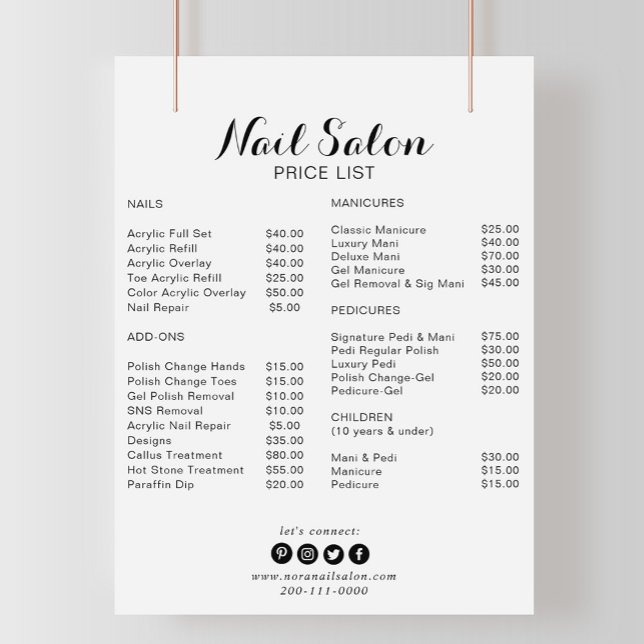 Calligraphy Minimalist Nail Salon Price List (Creator Uploaded)