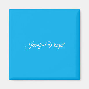 Calligraphy minimalist plain modern azure blue magnet