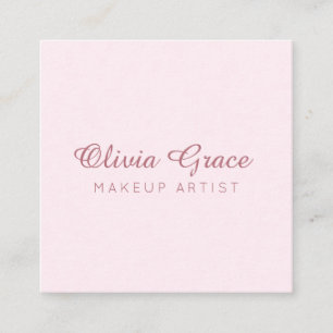Calligraphy Minimalist, Professional Blush Pink Square Business Card
