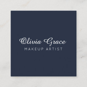 Calligraphy Minimalist, Professional Midnight Navy Square Business Card