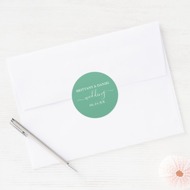 Calligraphy Mint Green Wedding Envelope Seals (Envelope)