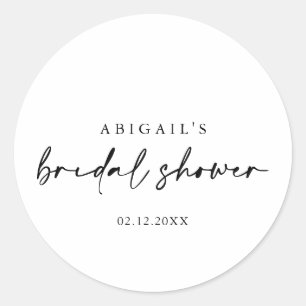 Calligraphy Modern Elegant Bridal Shower Favour   Classic Round Sticker