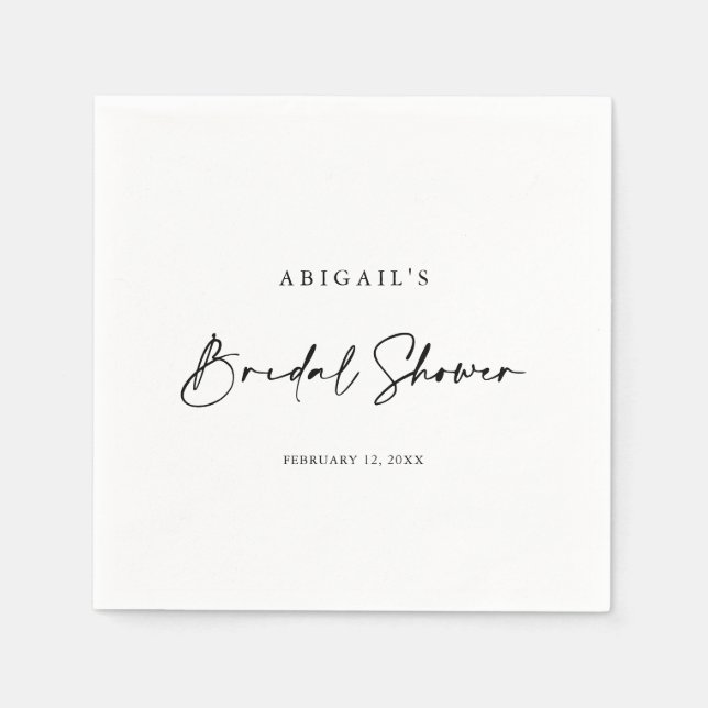 Calligraphy Modern Elegant Bridal Shower  Napkin (Front)