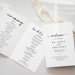 Calligraphy Modern Elegant Folded Wedding Programme