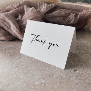Calligraphy Modern Elegant Folded Wedding  Thank You Card