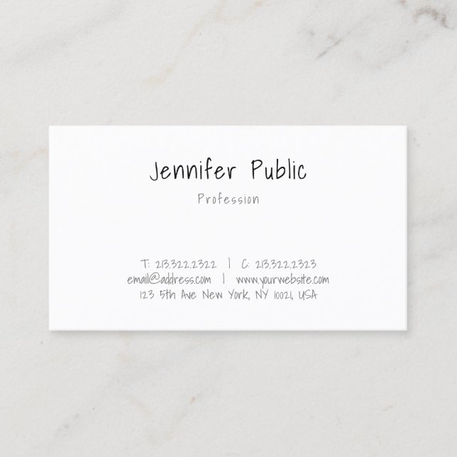 Calligraphy Modern Elegant Minimalist Template Business Card (Front)