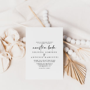 Calligraphy Modern Elegant Nuestra Boda Wedding Invitation