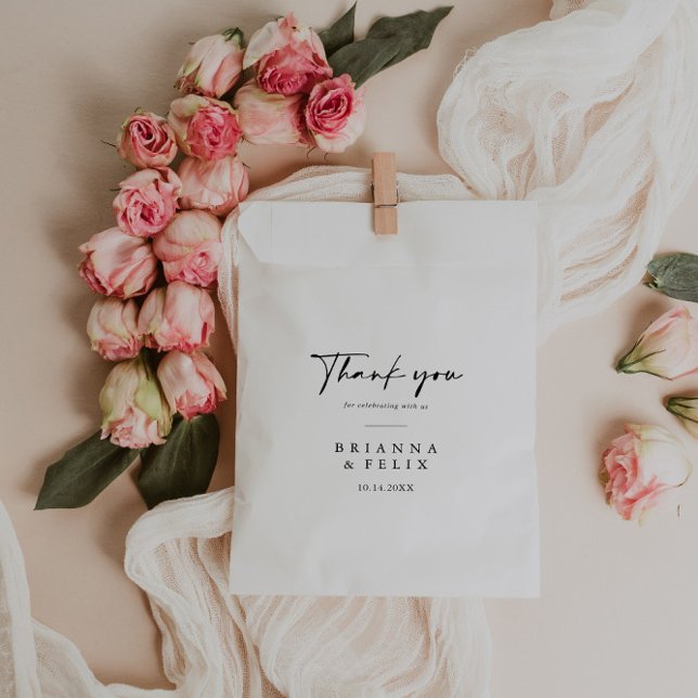 Calligraphy Modern Elegant Thank You Wedding Favour Bags (Creator Uploaded)