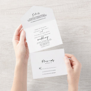 Calligraphy Modern Elegant Wedding   All In One Invitation