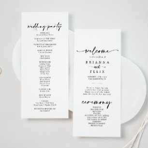 Calligraphy Modern Elegant Wedding  Programme