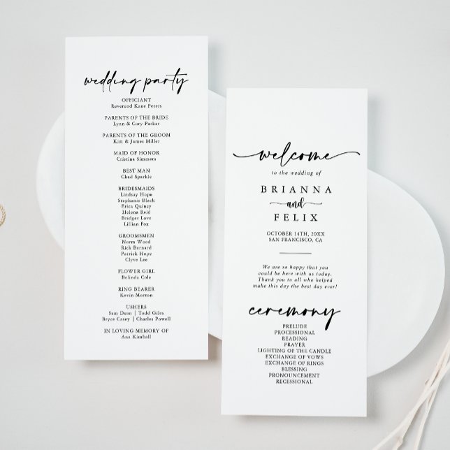 Calligraphy Modern Elegant Wedding  Programme (Creator Uploaded)