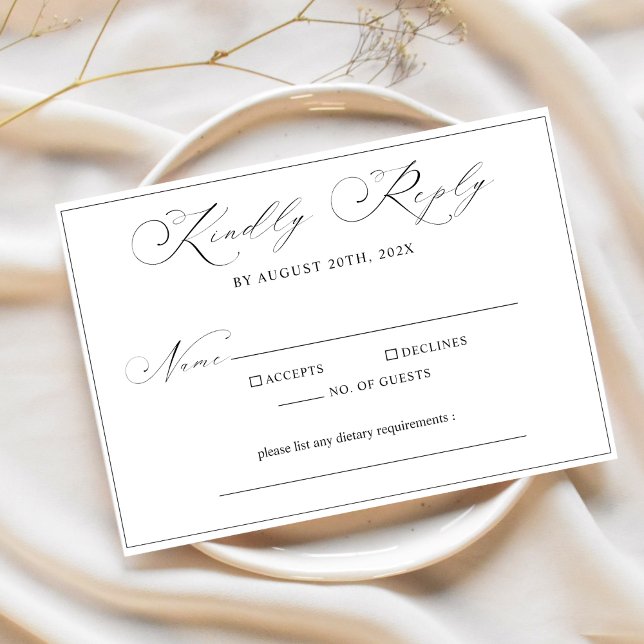 Calligraphy Modern Minimalist Script Wedding RSVP Card (Creator Uploaded)