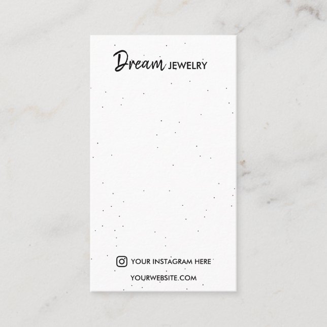 Calligraphy Modern Polka Dot Jewellery Display  Business Card (Front)
