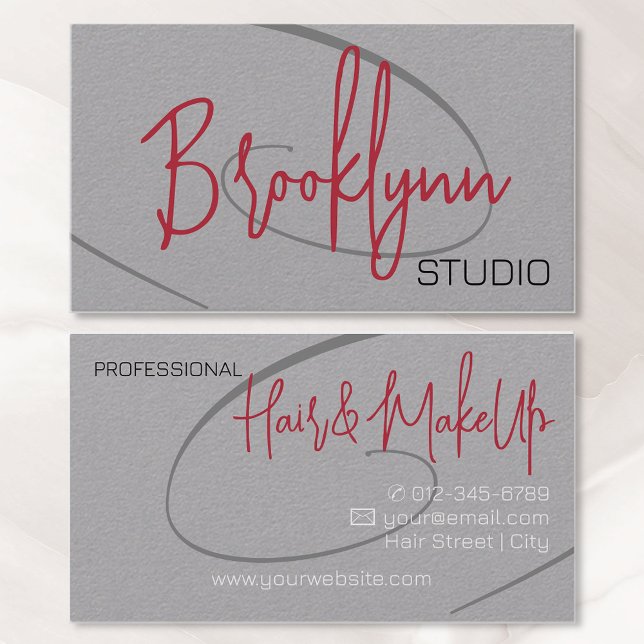 Calligraphy Modern Professional Hair Studio Black Business Card (Creator Uploaded)