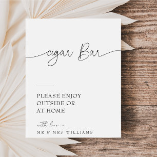 Calligraphy Modern Wedding Cigar Bar Wedding Sign