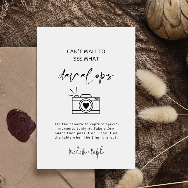 Calligraphy Modern Wedding Disposable Camera Sign (Creator Uploaded)