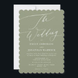 Calligraphy Modern White and Sage Simple Wedding Invitation<br><div class="desc">Simple White and Sage Modern Wedding Invitation for a modern wedding formal or informal. With white impressive modern calligraphy.</div>