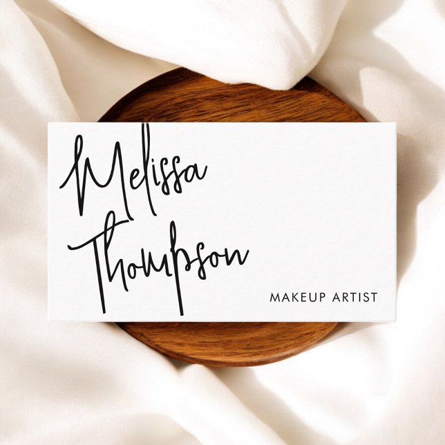 Calligraphy Modern White Minimalist Business Card (Creator Uploaded)