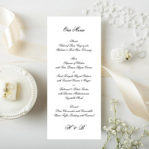 Calligraphy Monogram Black & White Formal Wedding Menu