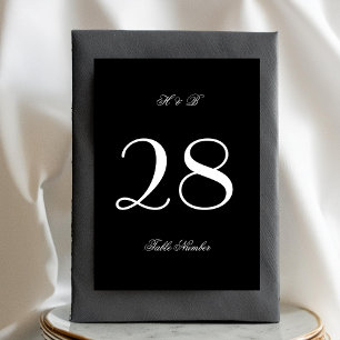 Calligraphy Monogram Black & White Formal Wedding Table Number