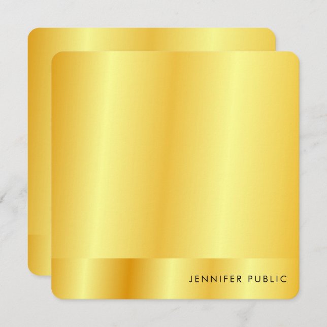 Calligraphy Monogram Faux Gold Metallic Look Card (Front/Back)