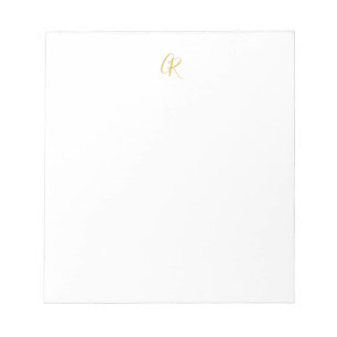 Calligraphy Monogram Gold Color Plain Modern Notepad