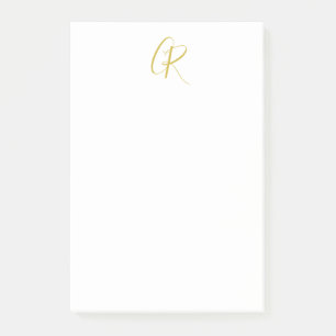 Calligraphy Monogram Gold Color Plain Modern Post-it Notes