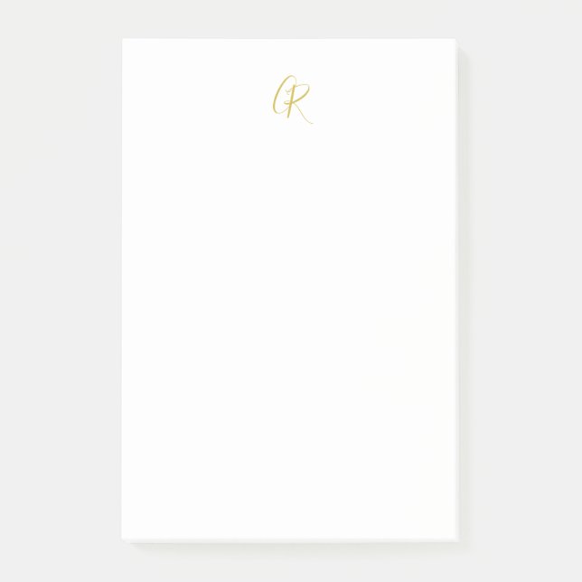 Calligraphy Monogram Gold Color Plain Modern Post-it Notes (Front)