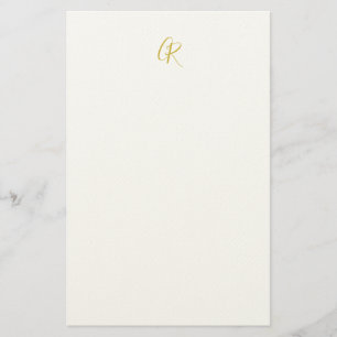 Calligraphy Monogram Gold Color Plain Modern Stationery